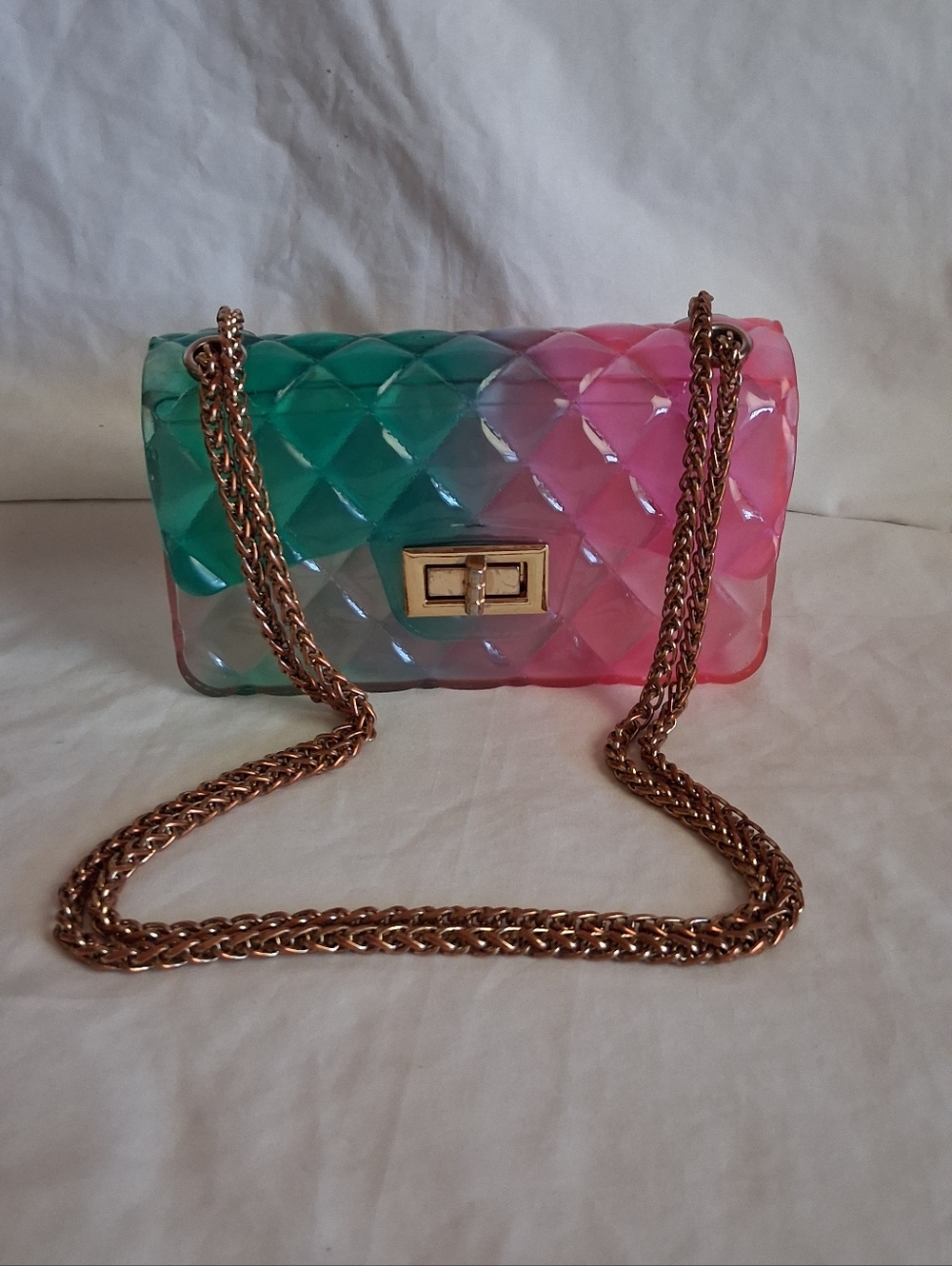 Quilt Embossed Multi Color Jelly Shoulder Bag